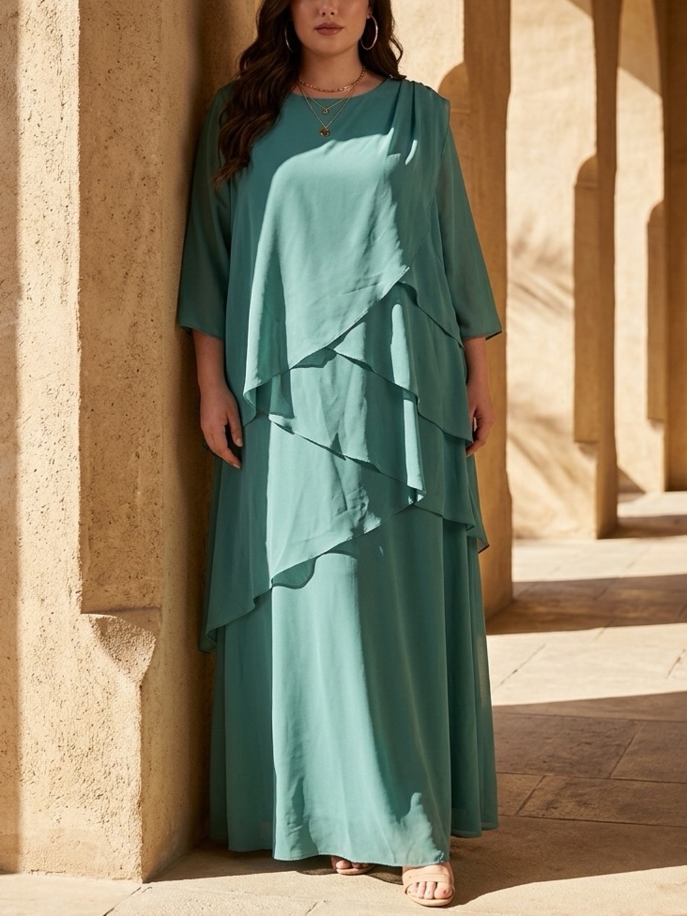 Seafoam Layered Chiffon Maxi Dress